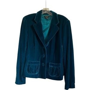 Jacket blazer Large L  NWOT Electric Blue  NWOT Susan Lewis Velvet  Blue Teal